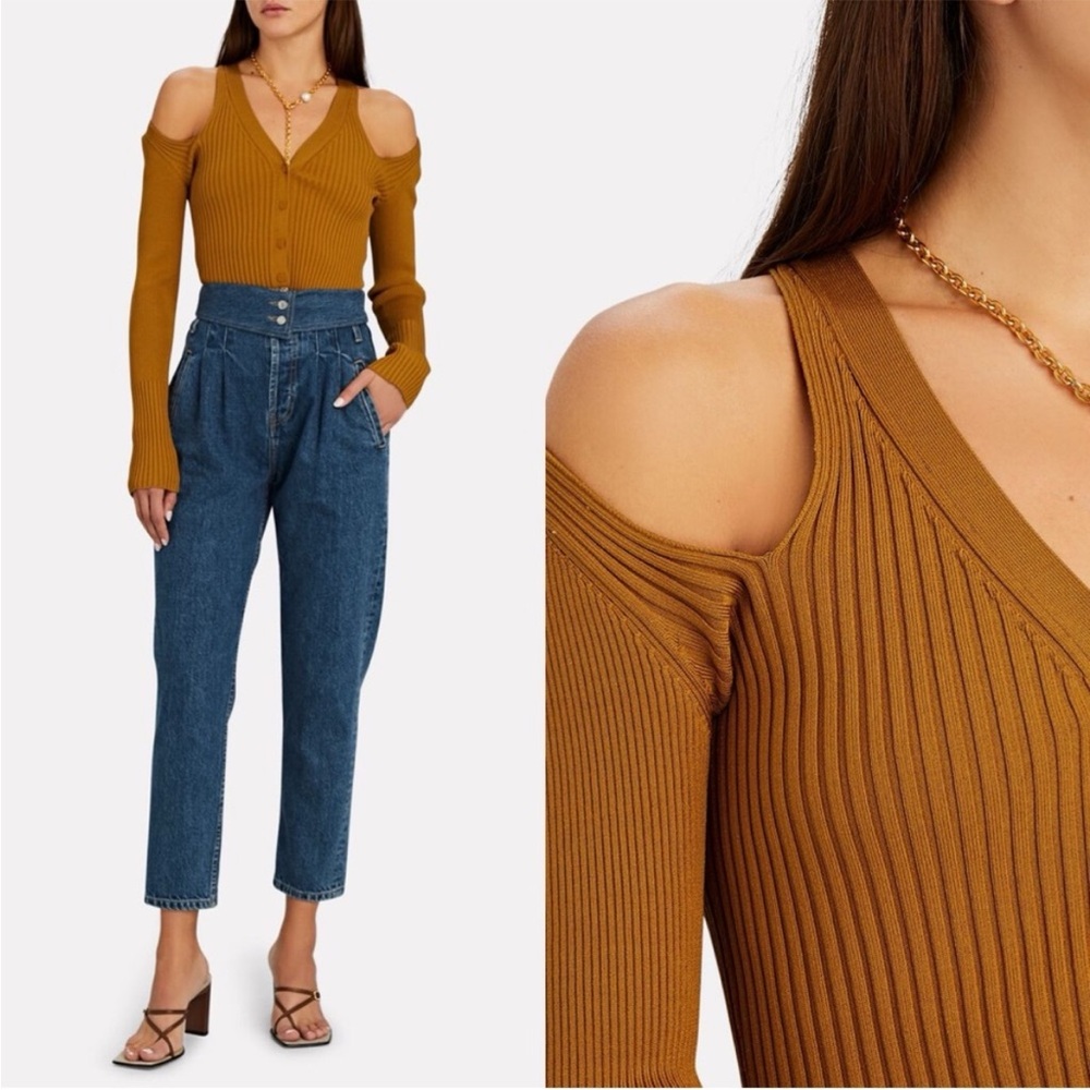 JONATHAN SIMKHAI Golden Yellow Jolie Cold-Shoulder Cardigan